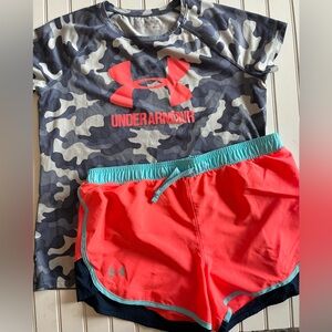 UNDER ARMOUR girls size XL shirt/ short set